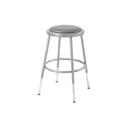 National Public Seating Interion Steel Shop Stool with Padded Seat  Adjustable Height 19  27  Gray  Pack of 2 688307